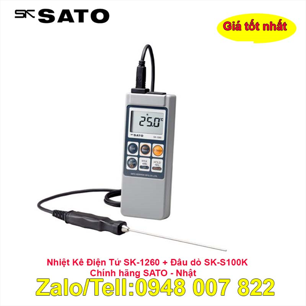 NHIỆT KẾ ĐIỆN TỬ SATO SK-1260 + ĐẦU DÒ SK-S100K